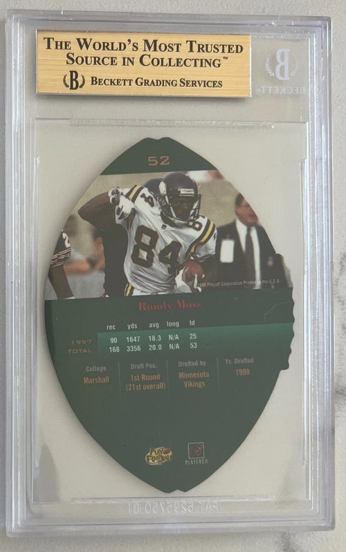 1998 PLAYOFF CONTENDERS LEATHER RED #52 RANDY MOSS RC 1/1 BGS 10
