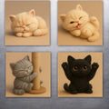 Laptop Tablet Bottle Case GLOSSY Cute Cat Kitty Kitties Art Stickers - SET OF 4