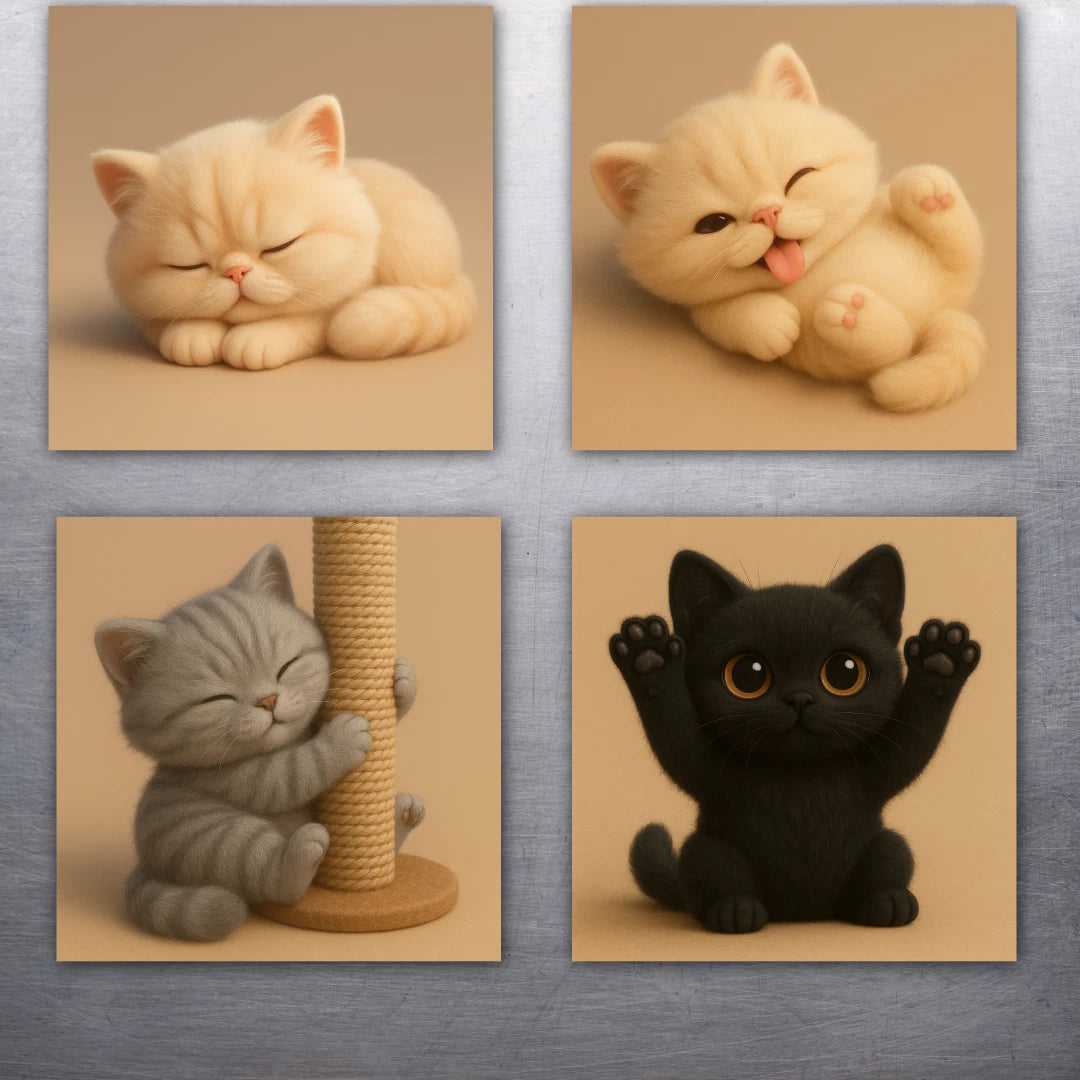 Laptop Tablet Bottle Case GLOSSY Cute Cat Kitty Kitties Art Stickers - SET OF 4