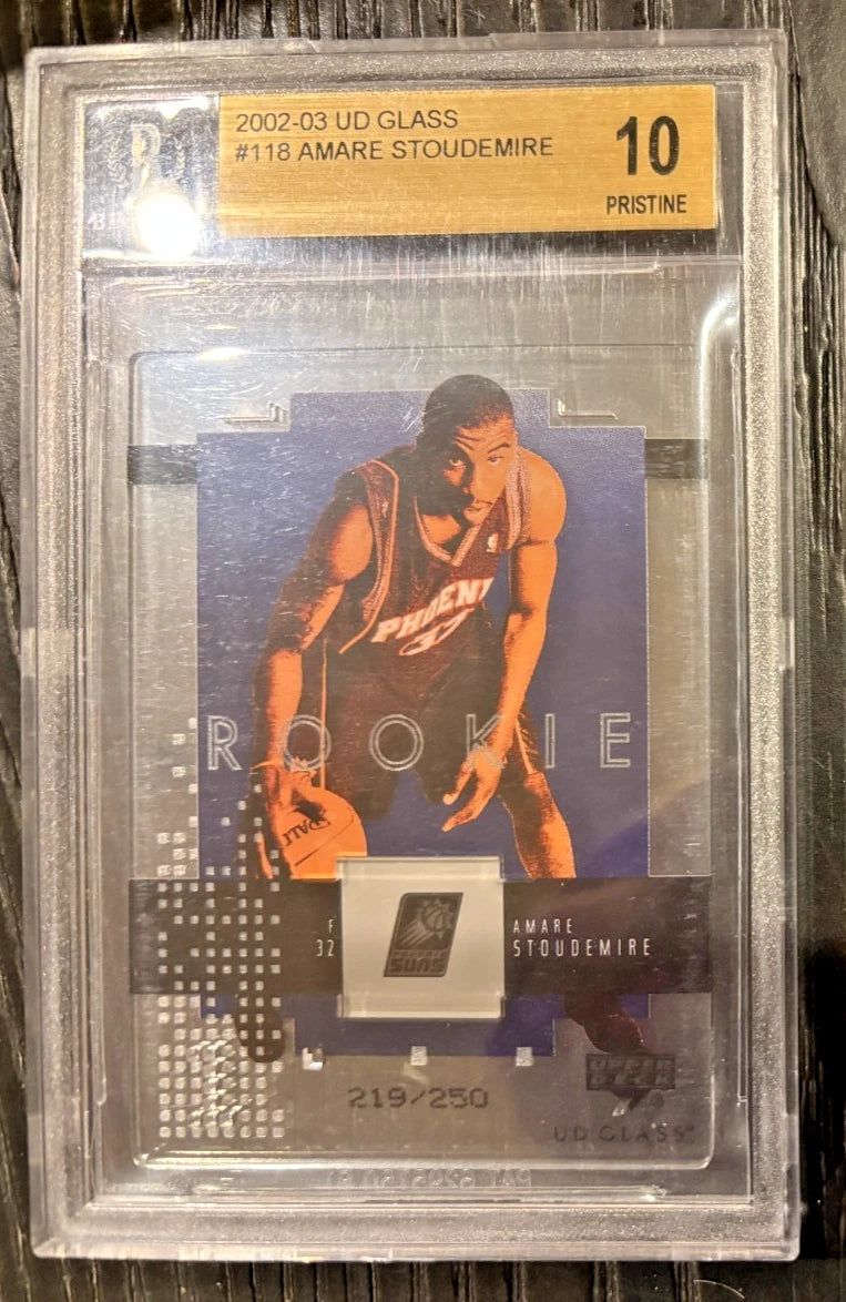 BGS 10 PRISTINE 2002-03 Upper Deck UD GLASS AMARE STOUDEMIRE SP #118 #'d/250 RC