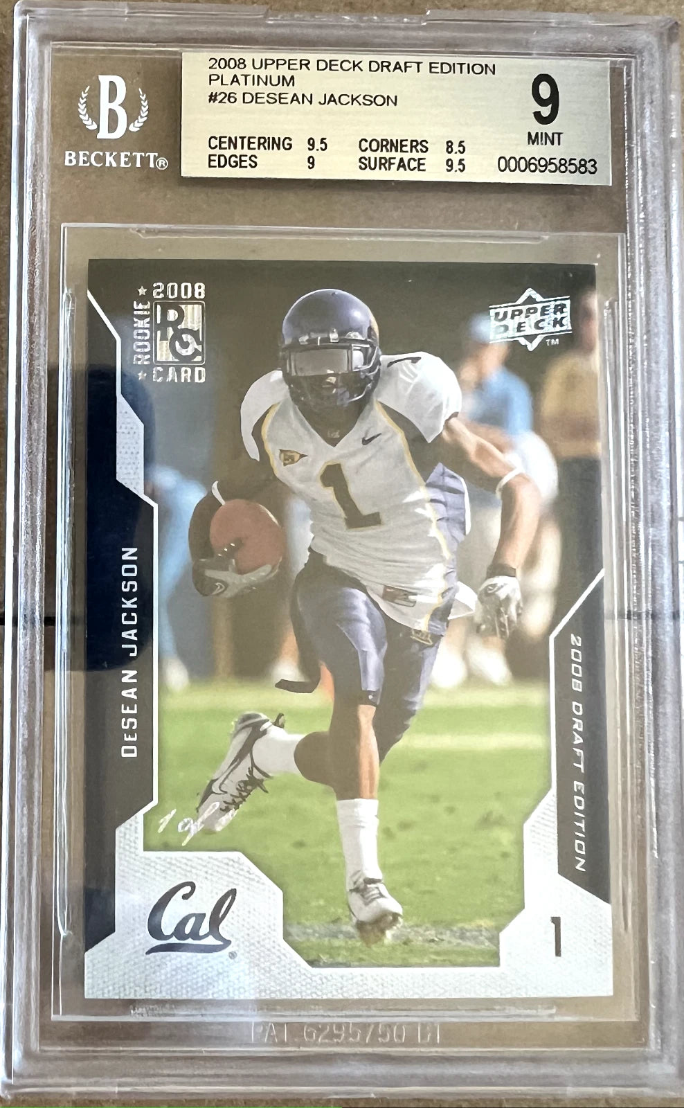 BGS 9 2008 Upper Deck Draft Edition PLATINUM #26 DeSean Jackson #'d 1/1 RC
