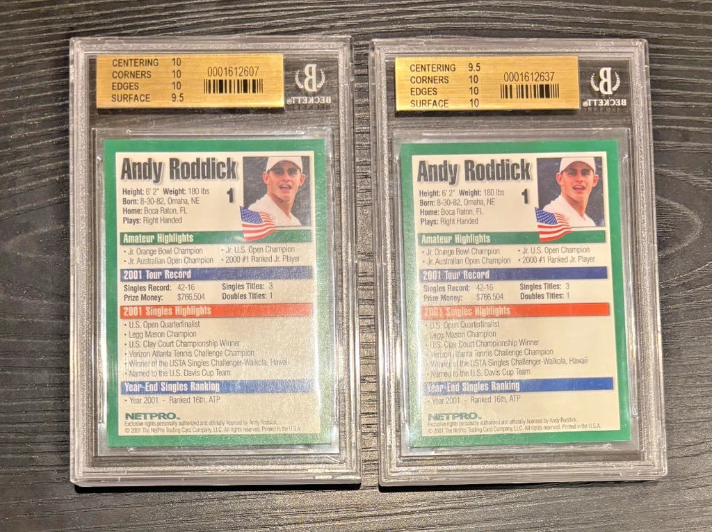 2x 2001 Netpro Tennis #1 Andy Roddick BGS 10 Collection (Never Seen)