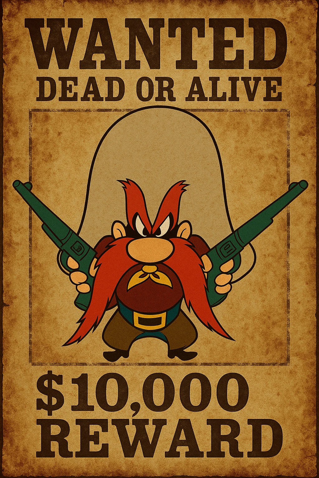 Yosemite Sam Wanted Outlaw GLOSSY Cartoon Art Sticker Stickers - Group of 2