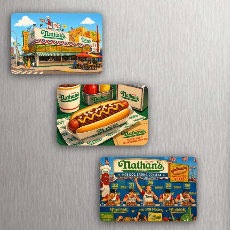 🌭 Fast Food Collection – Nathan’s Famous Coney Island Cartoon Art 🎡 - CHOOSE