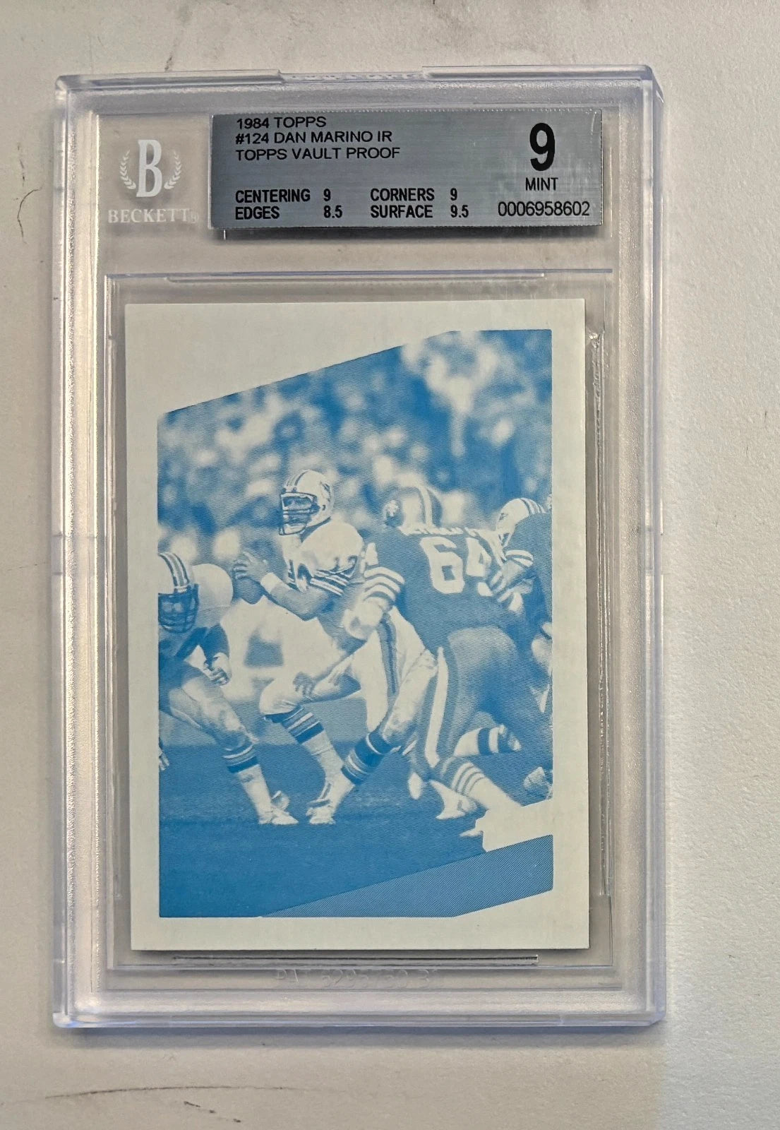 2x BGS 9 1984 Topps Dan Marino RC's 1/1 Magenta and 1/1 Cyan Topps Vault PROOFS