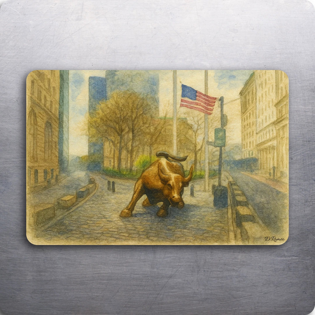 3 x 2 Wall Street St Themed Art D.Romeo Kitchen Fridge Magnet Magnets - Choose