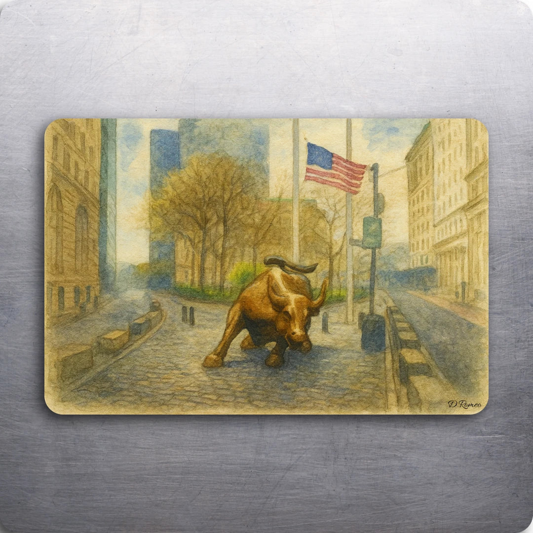 3 x 2 Wall Street St Themed Art D.Romeo Kitchen Fridge Magnet Magnets - Choose