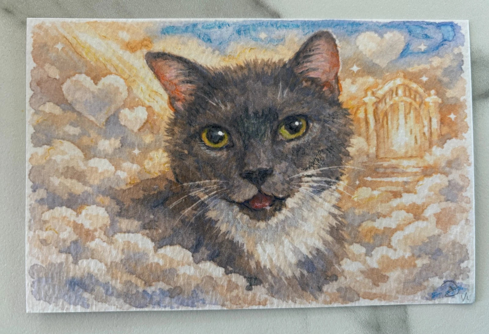 Custom Watercolor Painting from Photo: Personalized Portrait Pet Cat Animal Art