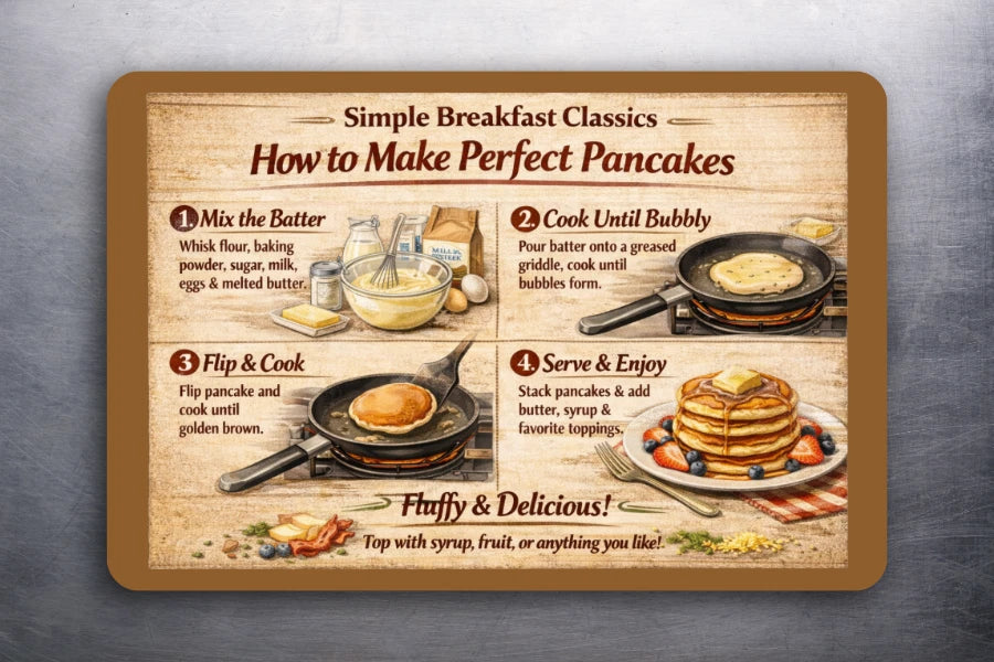 3x2 FOOD Perfect Fluffy Pancakes RECIPE Kitchen Fridge Refrigerator Magnet