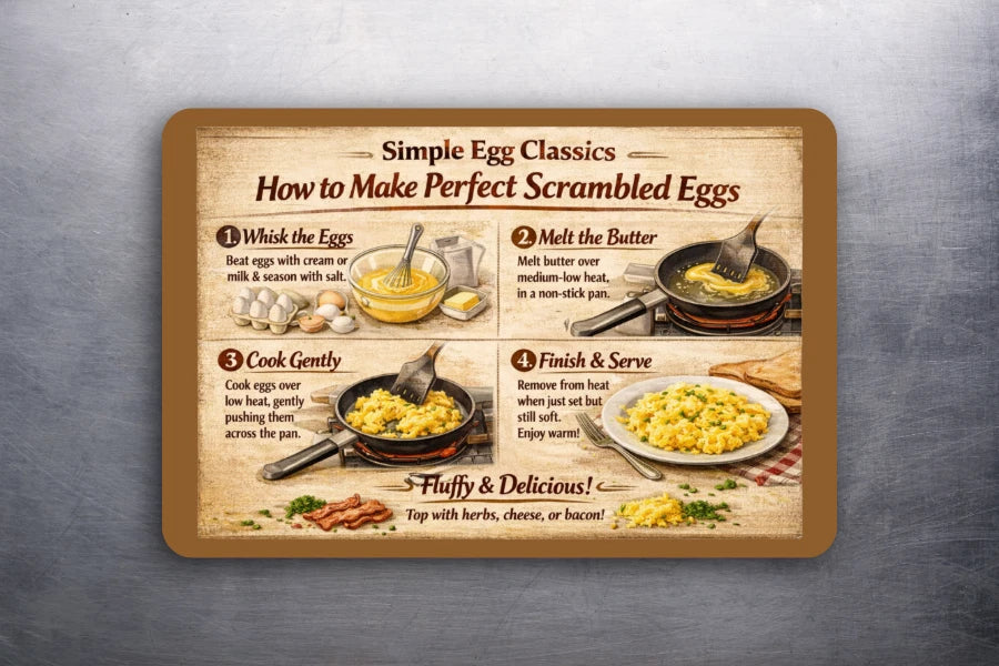 3x2 FOOD Perfect Fluffy Scrambled Eggs RECIPE Kitchen Fridge Refrigerator Magnet