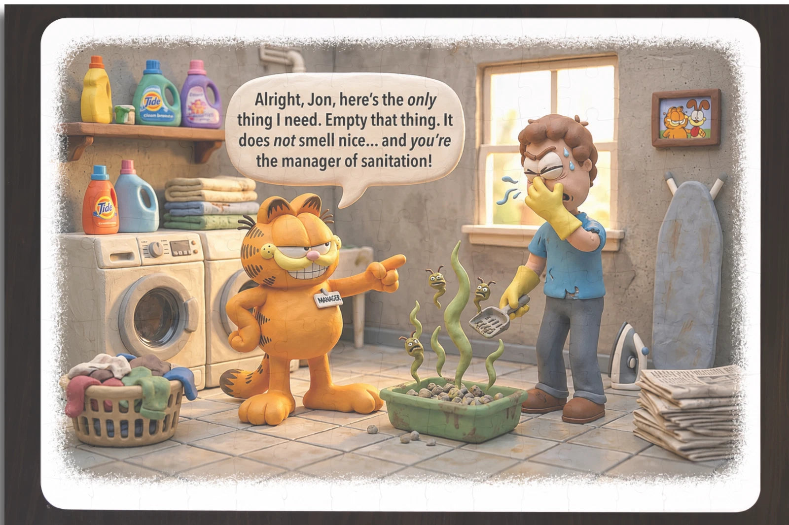 11.4 x 7.75 Inches Garfield the Cat Jon Kitty Litter - 120-Piece Puzzle Art Gift