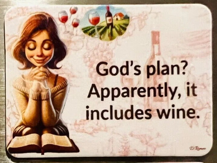 3x2 Funny Wine Drinking Church Lady Meme Fridge Refrigerator Magnet (D.Romeo)