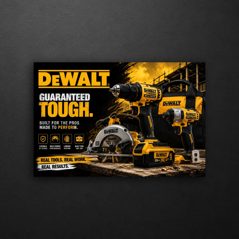 5.1 x 3.4 DeWALT Tools Industrial Style Vinyl Decals Stickers (Set of 2)– CHOOSE