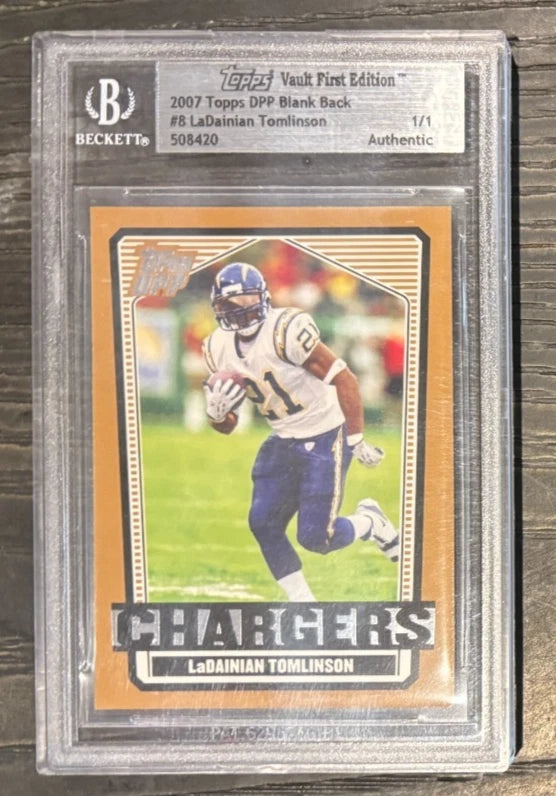 BGS LaDainian Tomlinson Topps Vault Proof Edition DPP #8 Blank Back COA #'d 1/1