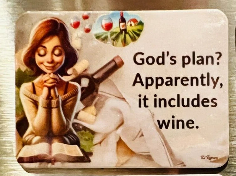 3x2 Funny Wine Drinking Church Lady Meme Fridge Refrigerator Magnet (D.Romeo)