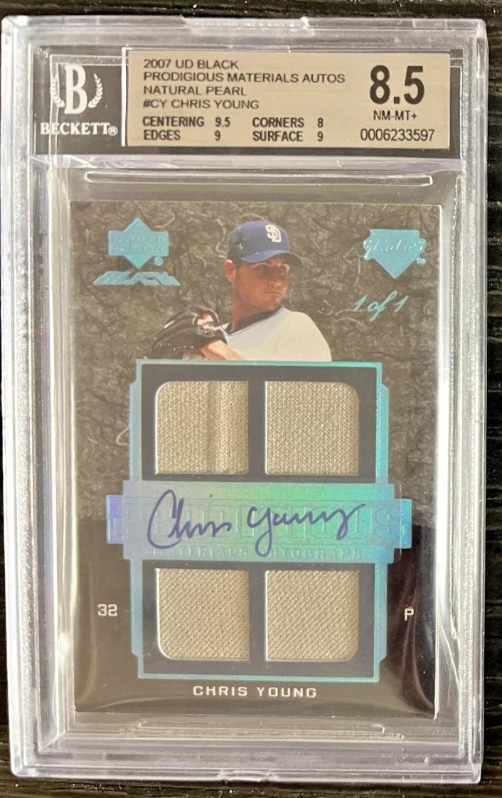 BGS 8.5 2007 UD BLACK #'d 1/1 AUTO (BGS 10) Materials Natural Pearl Chris Young