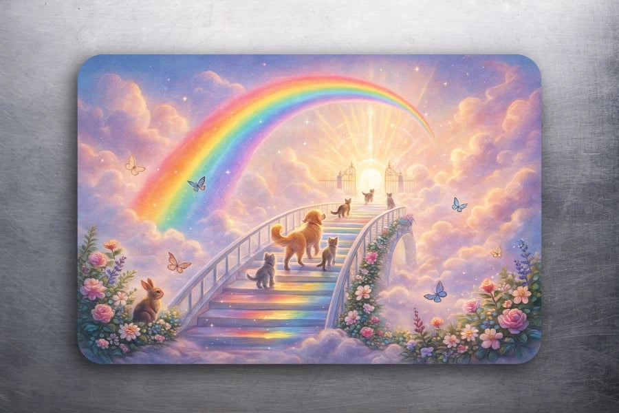 3x2 Rainbow Bridge Animal Heaven Spiritual Cat Art Fridge Refrigerator Magnet