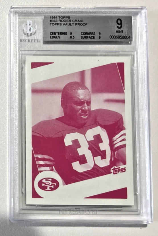 2x BGS 9 1984 Topps Roger Craig RC's 1/1 Magenta and 1/1 Cyan Topps Vault Proofs