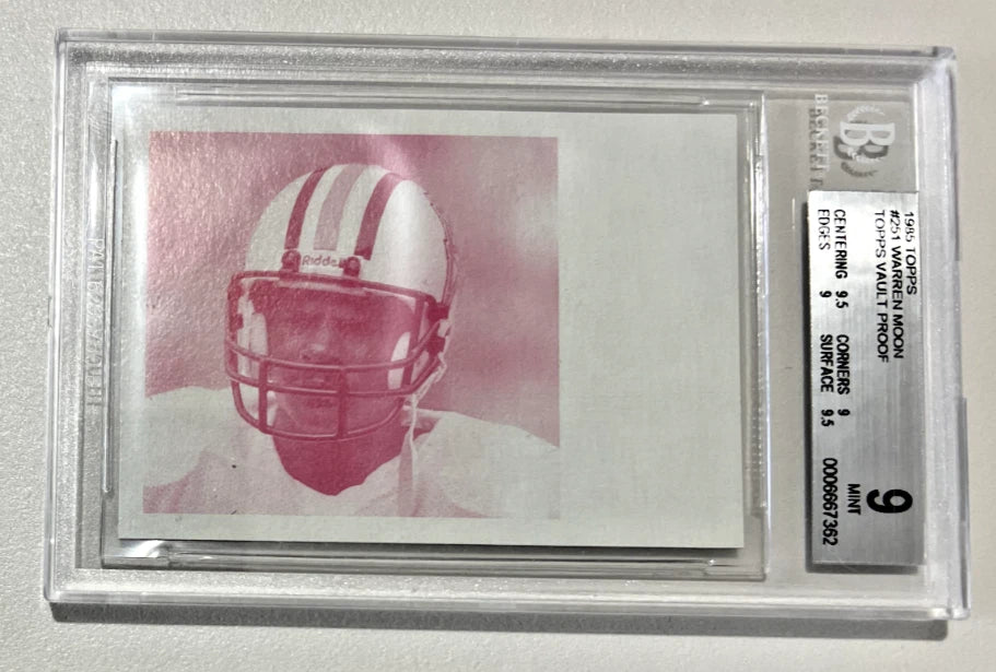 2x BGS 9 1985 Topps Warren Moon RC's 1/1 Magenta and 1/1 Cyan Topps Vault Proofs