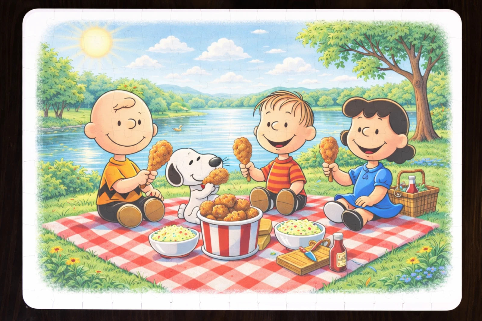 Peanuts Picnic by the Lake 120-Piece Puzzle – Charlie Brown & Friends
