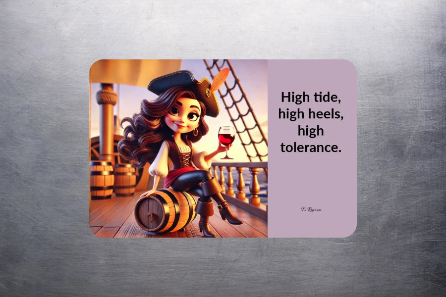 3x2 Funny Wine Drinking Pirate Lady Meme Fridge Refrigerator Magnet (D.Romeo)