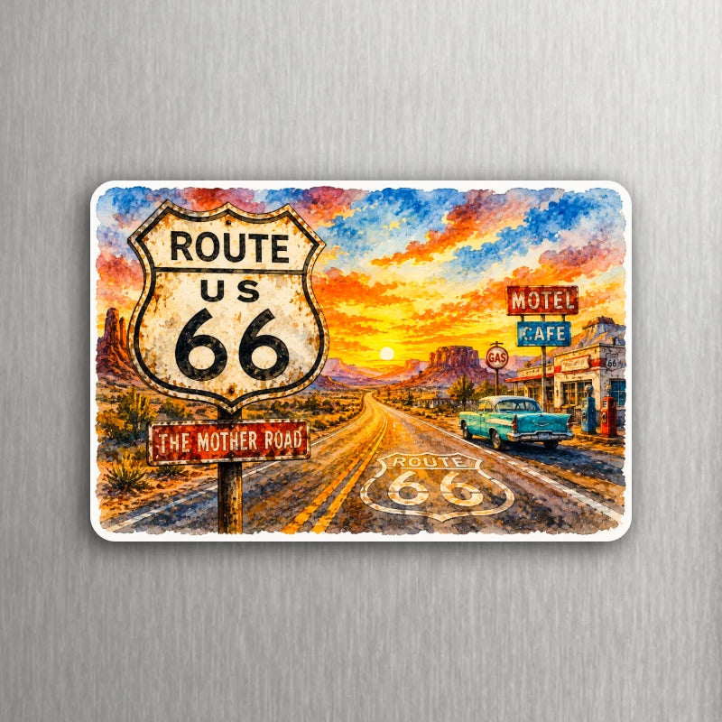 3 x2 United States U.S. Route 66 The Mother Road Fridge Refrigerator