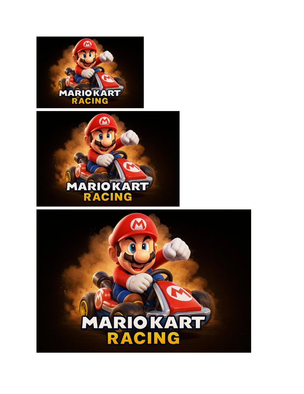 Mario Kart Racing Car Sticker Logo Vinyl Decal (Group of 2) - Different Sizes