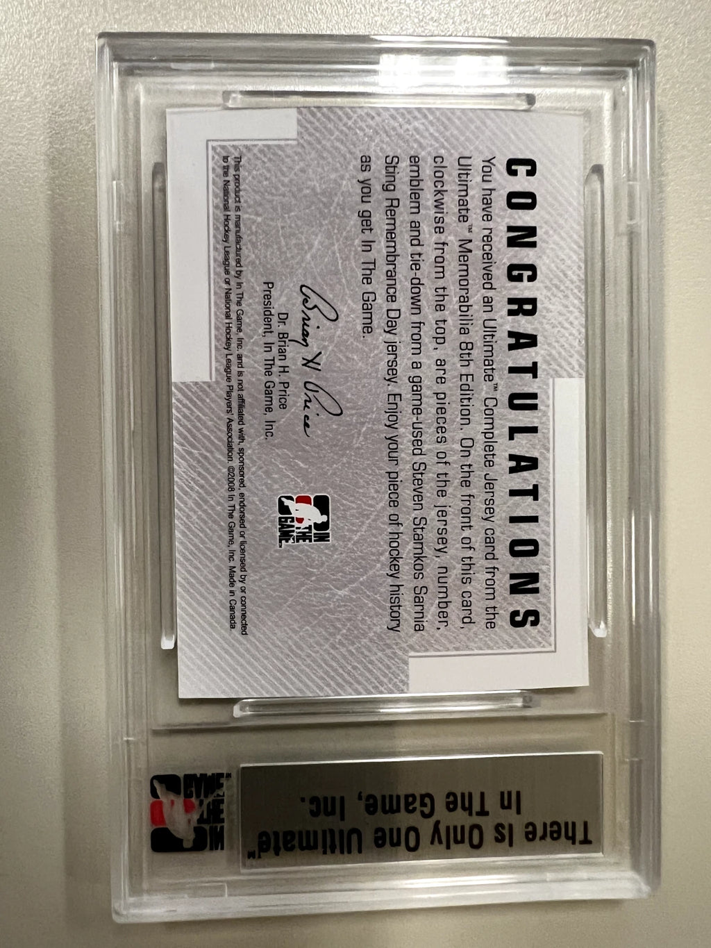 2007 ITG Ultimate Memorabilia Complete Jersey Gold #'d 1/1 Steven Stamkos RC