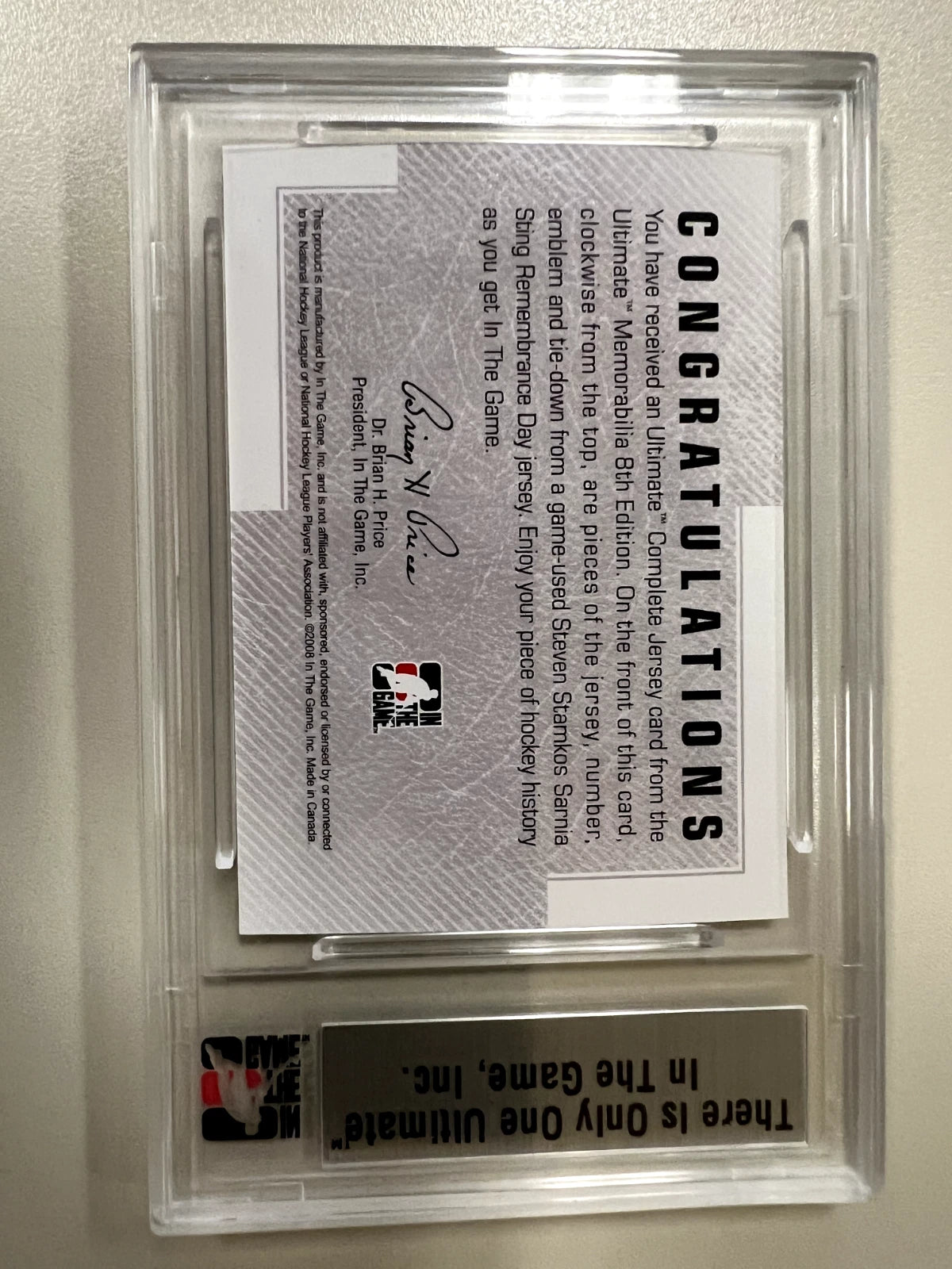 2007 ITG Ultimate Memorabilia Complete Jersey Gold #'d 1/1 Steven Stamkos RC