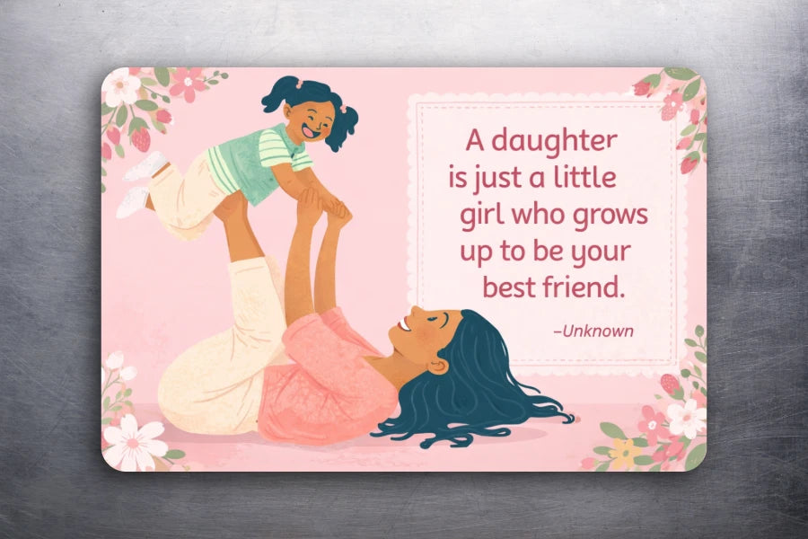 3x2 Fridge Mother Daughter Best Friends – Soft Pink Inspirational Art Magnet