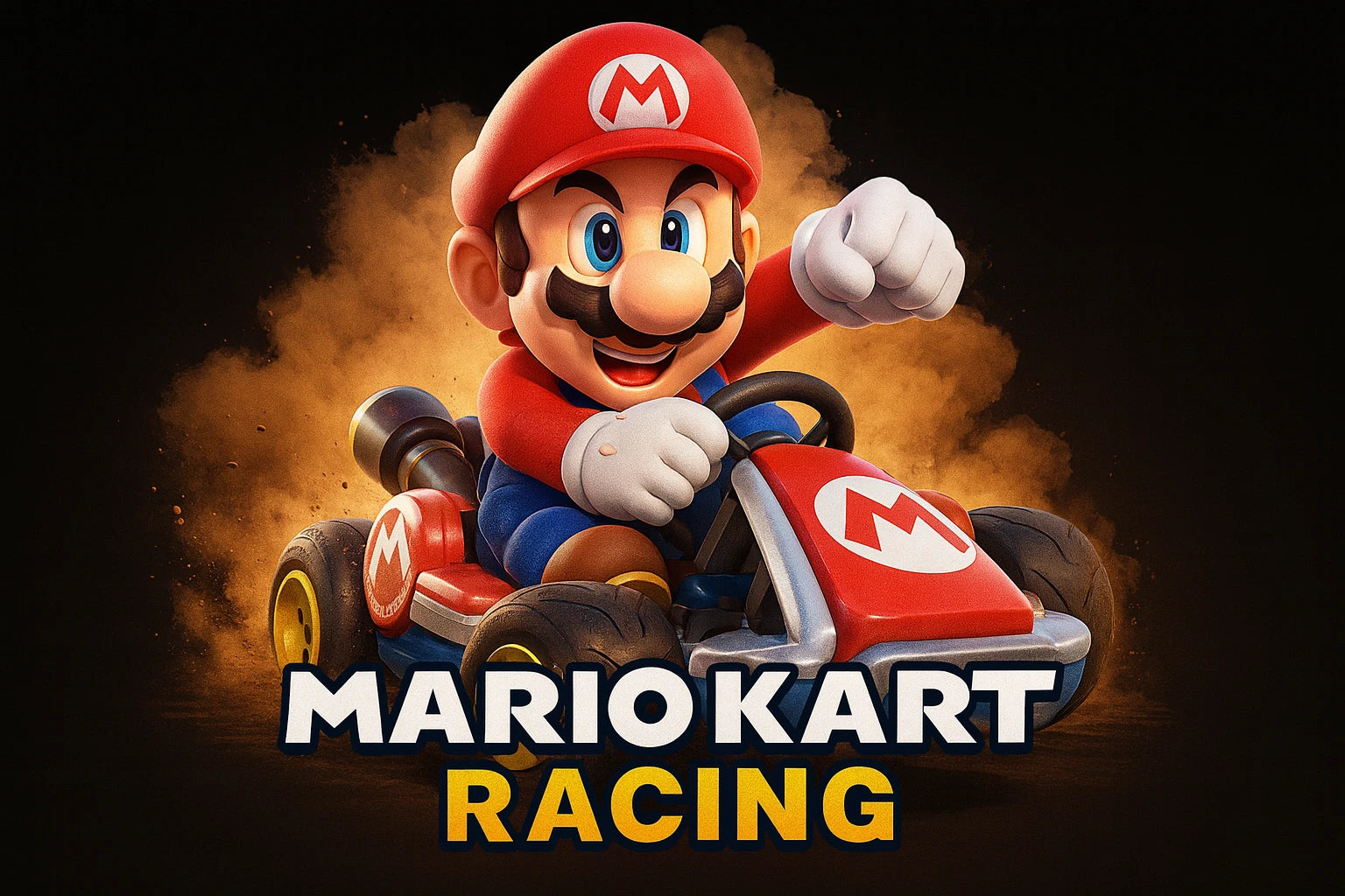 Mario Kart Racing Car Sticker Logo Vinyl Decal (Group of 2) - Different Sizes