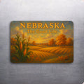 3x2 Nebraska "The Good Life" State Refrigerator Magnet Football (D.Romeo)