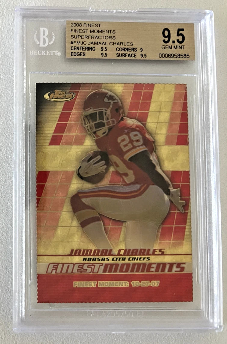 BGS 9.5 Jamaal Charles 2008 Topps Finest Superfractors RC #'d 1/1 Die-Cut