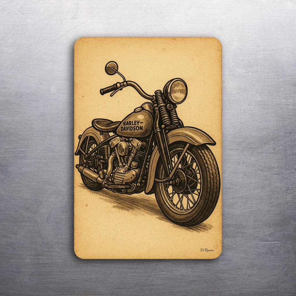 3 x 2 HARLEY DAVIDSON (Fat Boy, Knucklehead, Sportster) D.Romeo Magnet - Choose
