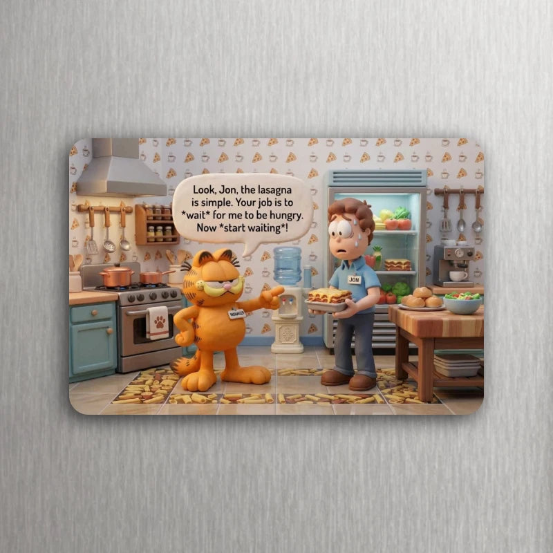 3x2 Vintage 80's Garfield the Cat Jon 3D LASAGNA WAIT Fridge Refrigerator Magnet