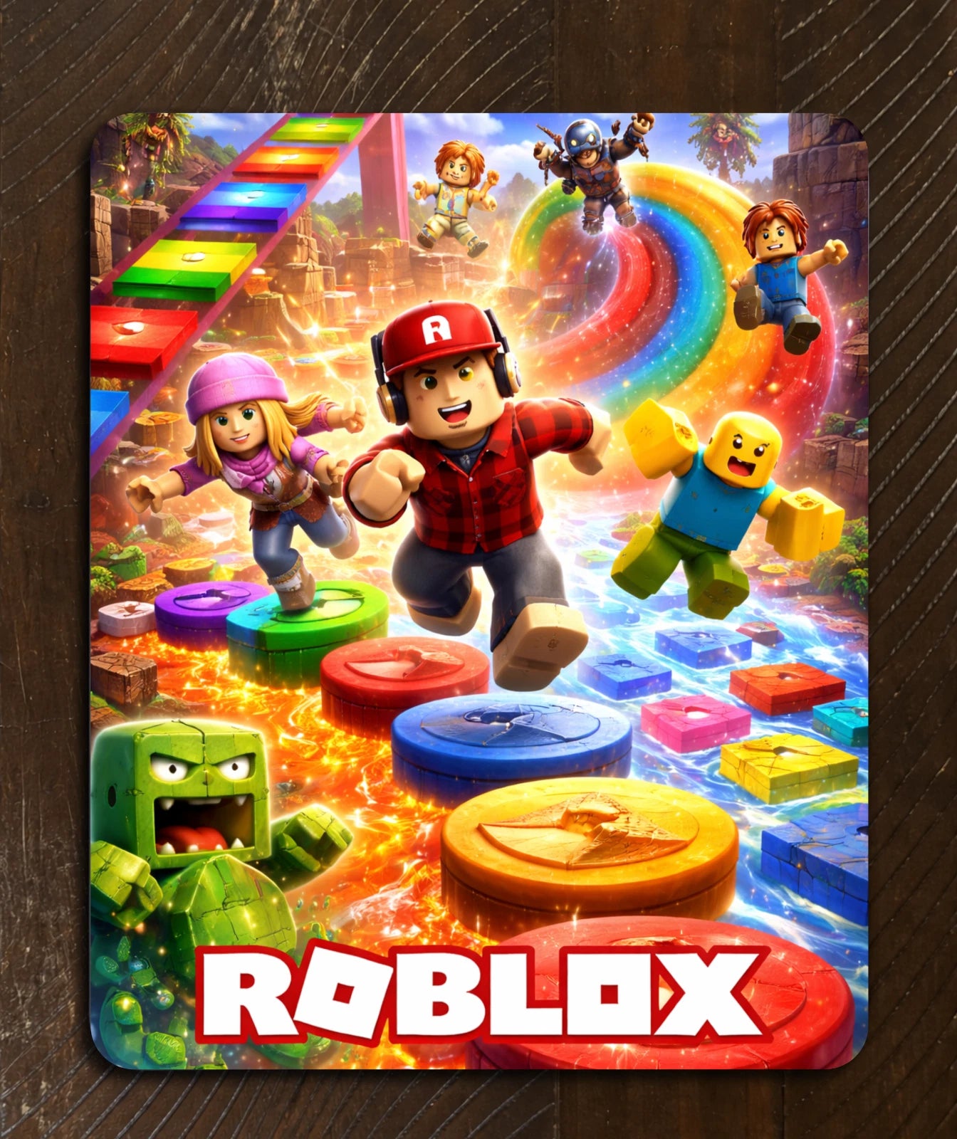 Roblox Rainbow Obby DESK ART Gaming Office Mouse Pad 9.4"x7.9"