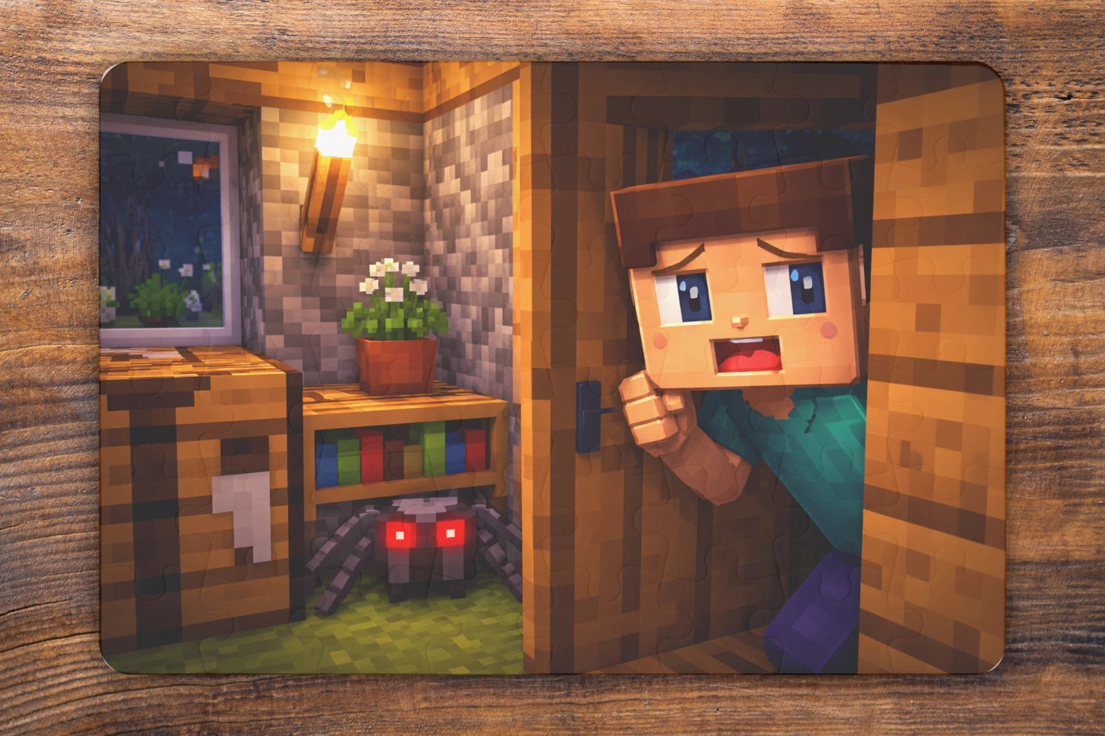 7.5 x 5.1 Inches Minecraft Steve & The Spider – 48-Piece Mini Art Puzzle Gift