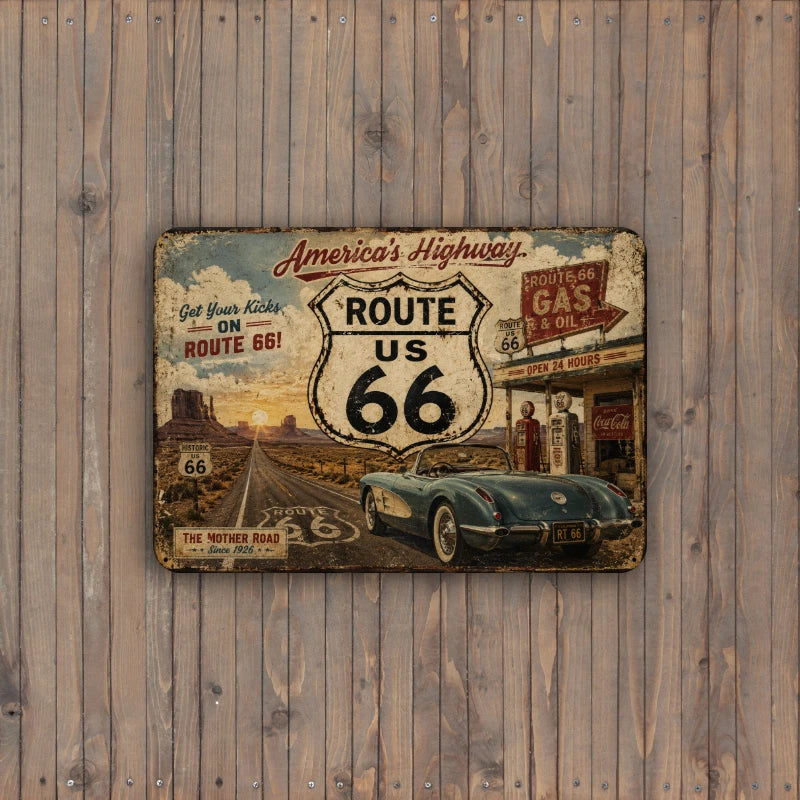 10" x 7" Metal Sign Aluminum Route 66 - Vintage & Modern Americana Choose