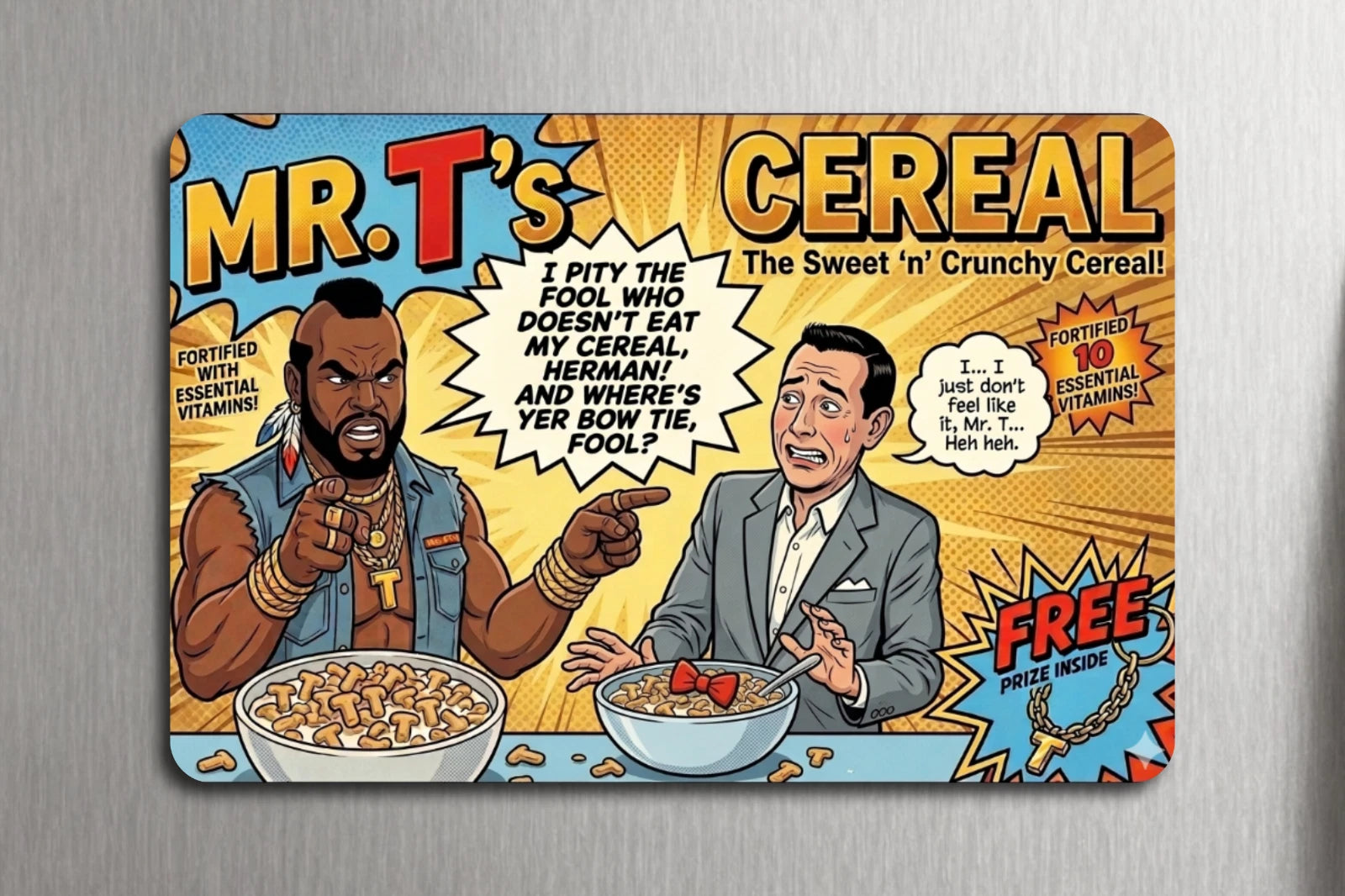 3x2 Vintage 80's Mr. T Breakfast Cereal Pity Fool Pee Wee Herman Fridge Magnet