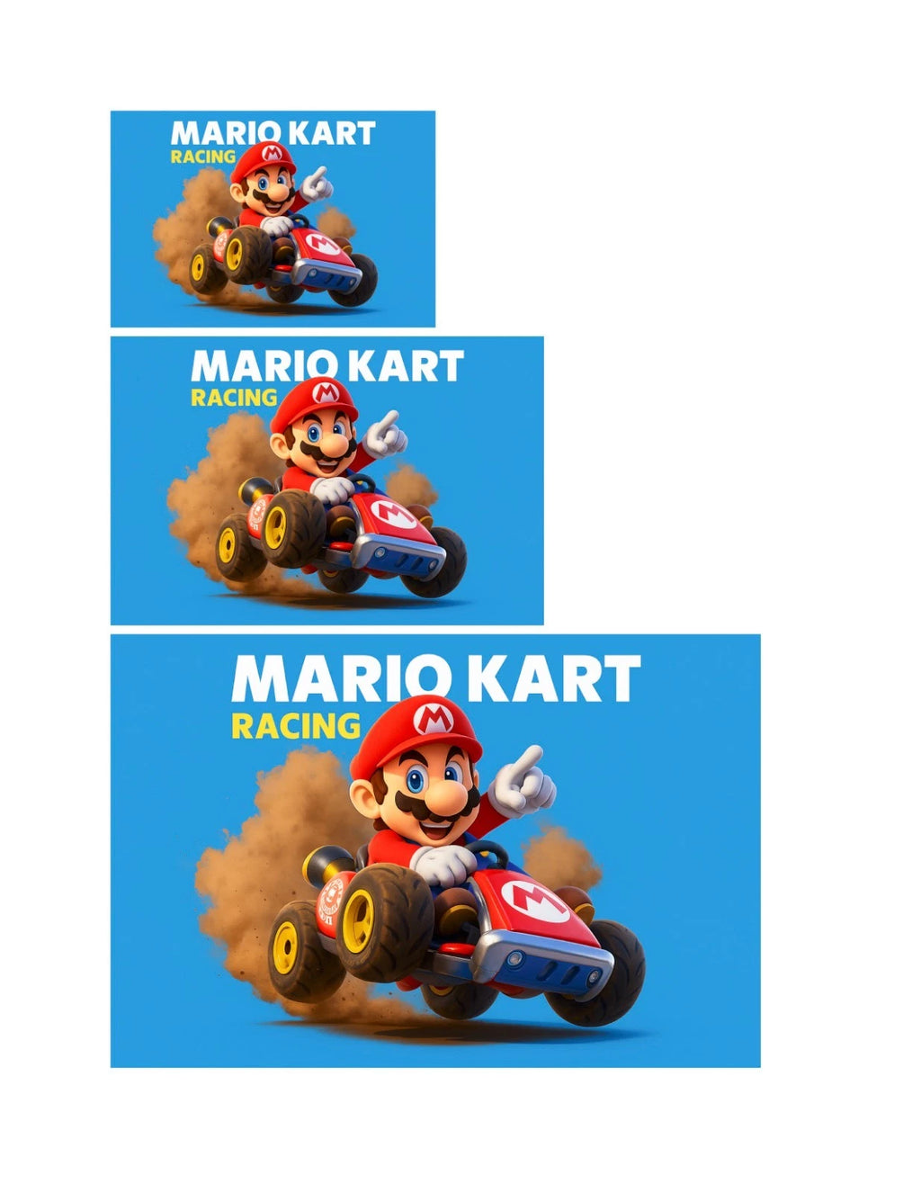 Mario Kart Racing Car Sticker Logo Vinyl Decal (Group of 2) - Different Sizes