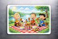 Art Peanuts Sunny Summer Lake Picnic Fridge Magnet: Charlie Brown & Gang