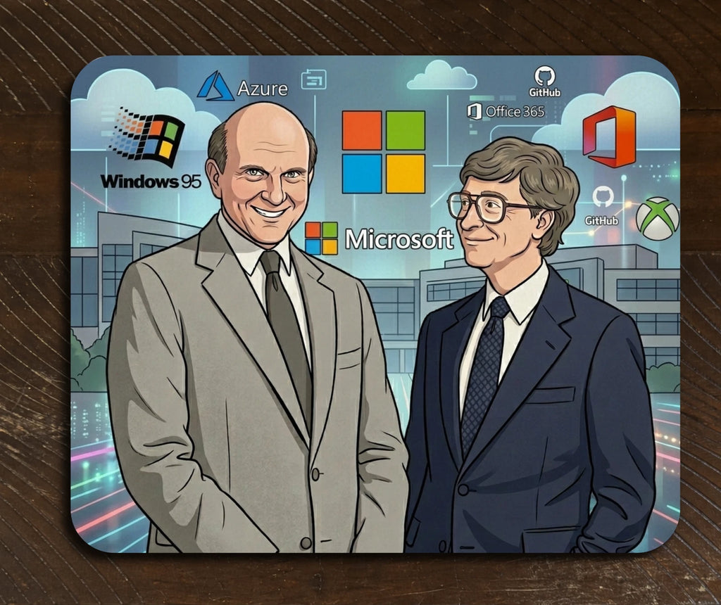 Microsoft Bill Gates & Steve Ballmer DESK ART Gaming Office Mouse Pad 9.4"x7.9"
