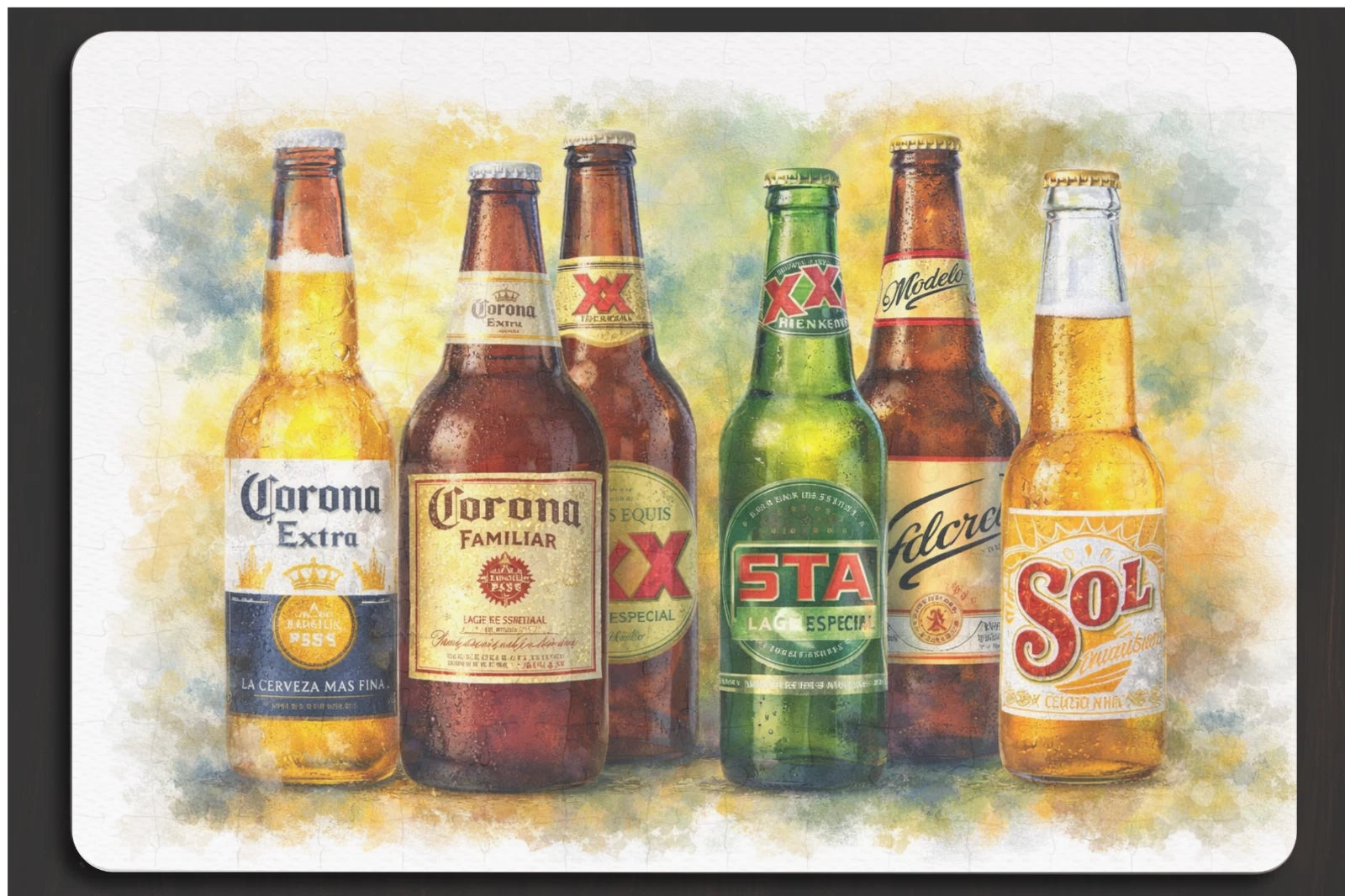 Mexican Beer Collage 120-Piece Puzzle Corona Modelo Dos Equis Sol Bar Decor Gift