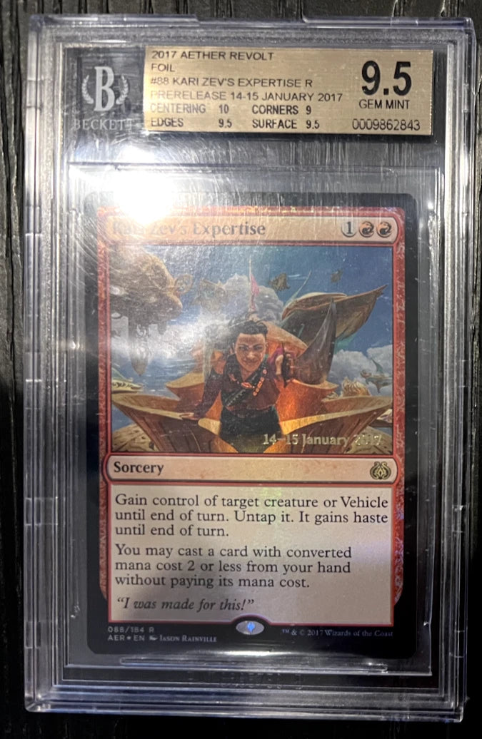 1/1 BGS 9.5 Kari Zev's Expertise 2017 Aether Revolt FOIL PRERELEASE w/10 CEN