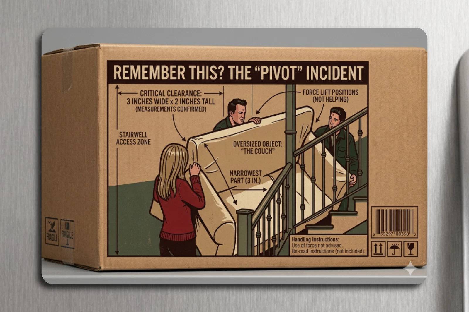 3x 2 Vintage 90's Friends Cast TV Show PIVOT! Funny Fridge Refrigerator Magnet