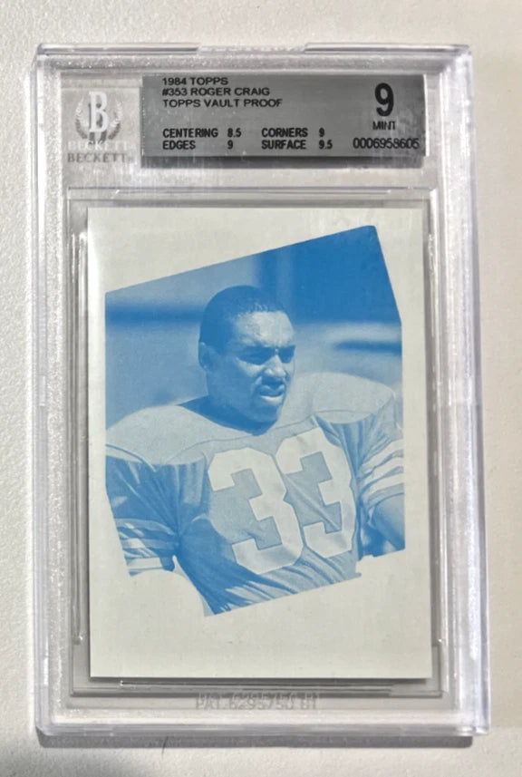 2x BGS 9 1984 Topps Roger Craig RC's 1/1 Magenta and 1/1 Cyan Topps Vault Proofs