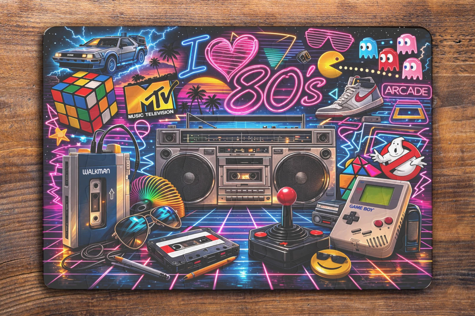 7.5 x 5.1 Inches I Love the 80's 1980s Rubiks Cube – 48-Piece Mini Art Puzzle