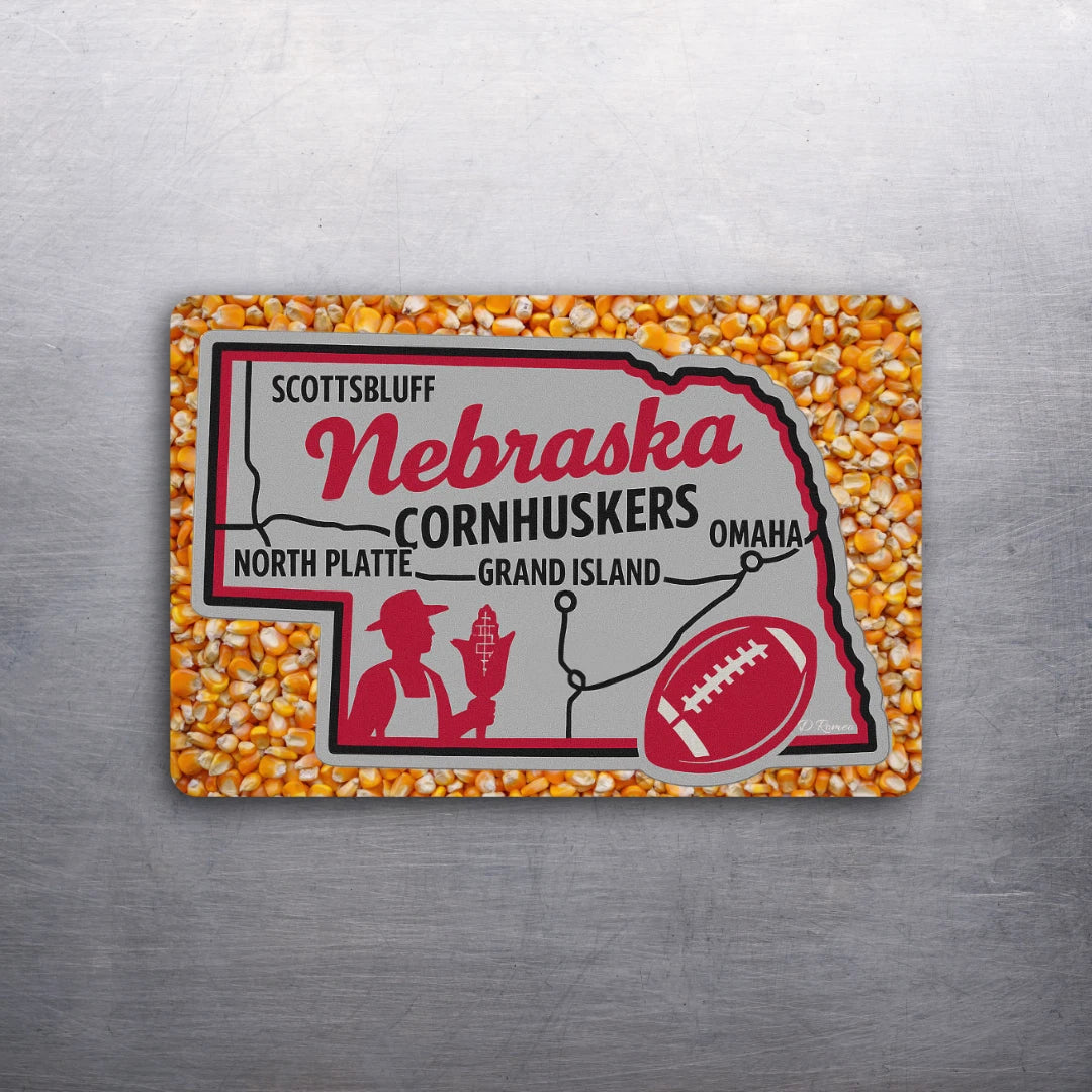 3x2 Sports Nebraska Huskers Fridge Refrigerator Magnet Football (D.Romeo)