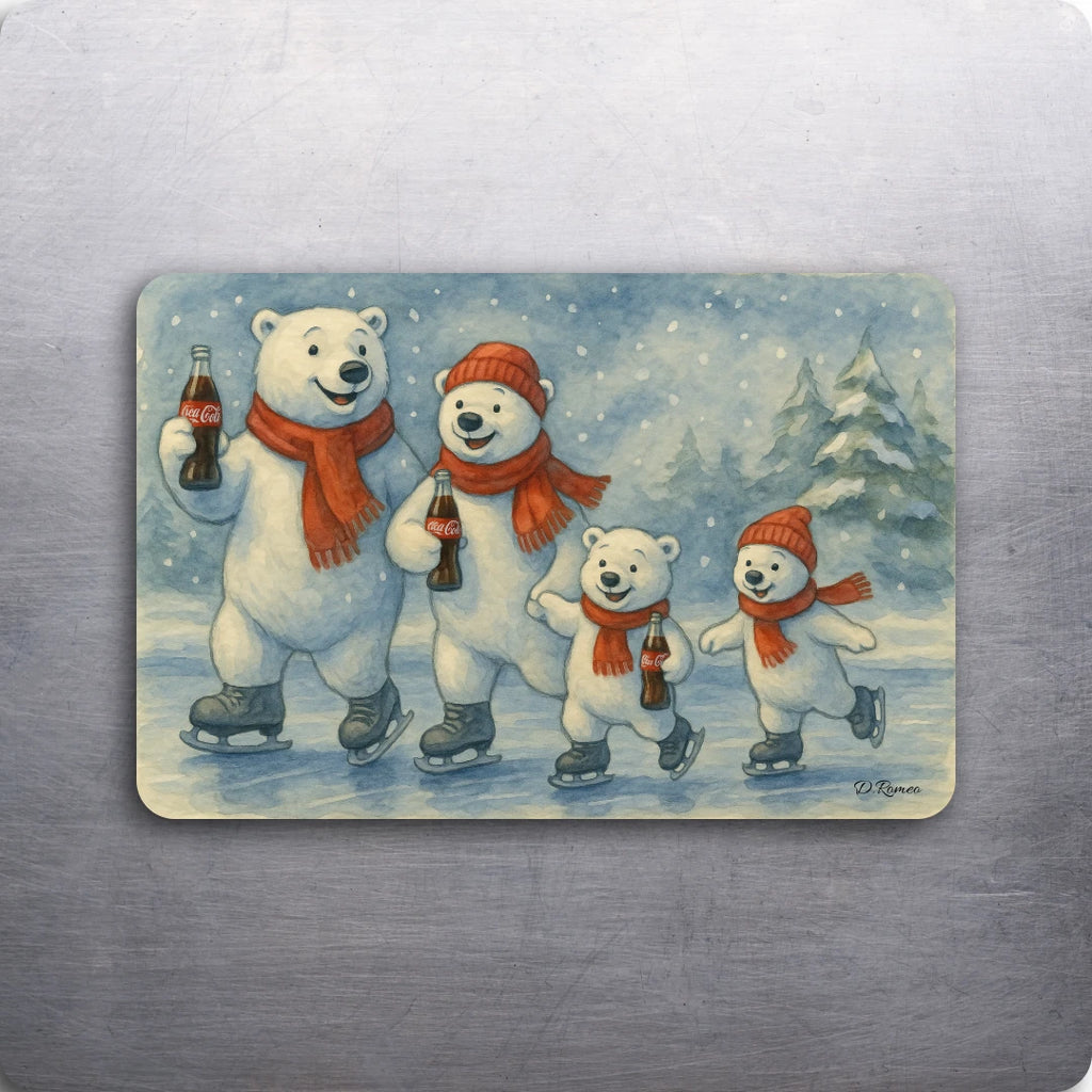 3 x 2 Vintage Coca Cola Polar Bears Art D.Romeo Kitchen Magnet Magnets - Choose