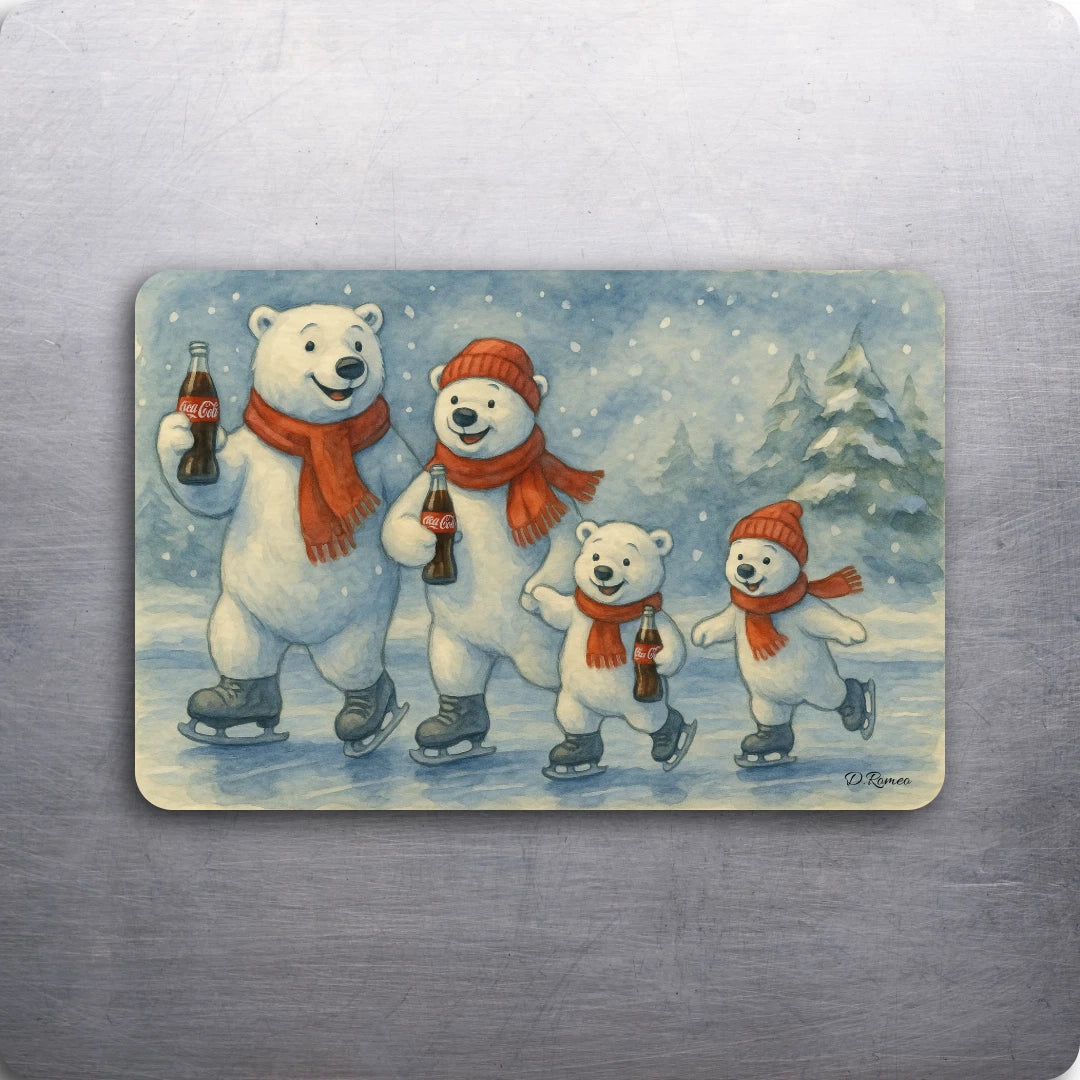 3 x 2 Vintage Coca Cola Polar Bears Art D.Romeo Kitchen Magnet Magnets - Choose